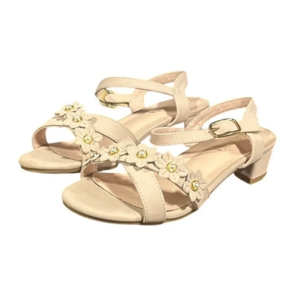 Laurmosa Girls Size 4 Pinky Tan Open Toe 1